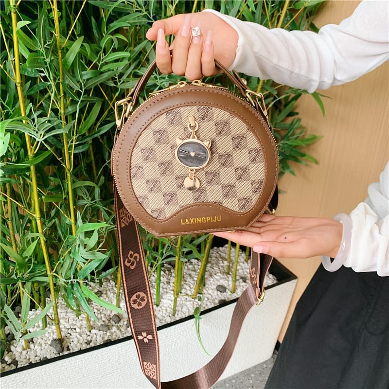 Women's Bags 2025 New Trendy Retro Style Casual Texture Handbag Popular Versatile Elegant Single Shoulder Small Round Bag