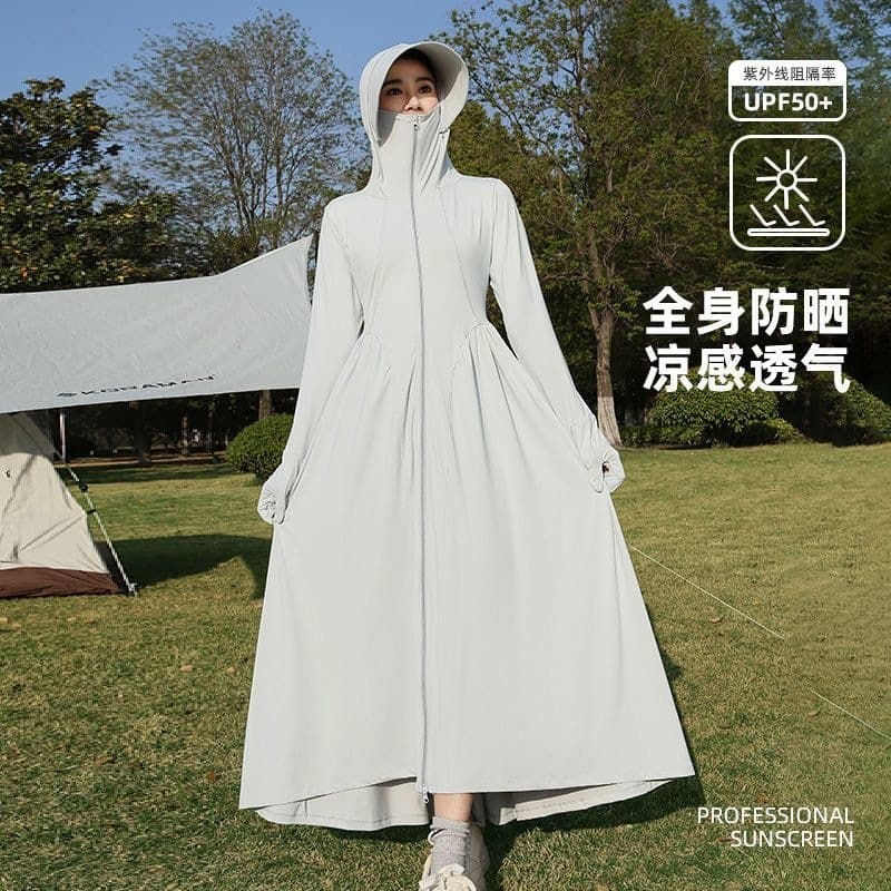 UPF50+ Original Yarn Ice Silk Sun Protection Clothing for Women, Summer Outdoor UV Protection Sun Protection Skirt, New Lightweight Sun Protection Clothing