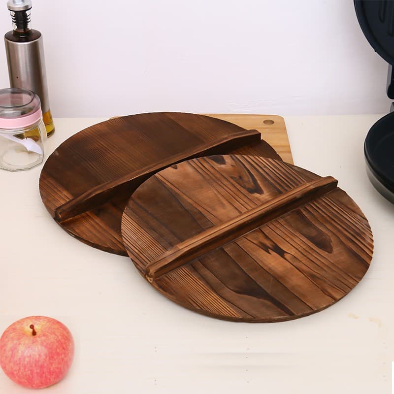 Stock Wooden Lid Round Iron Pot Sealing Cover Heat Insulation Anti-Oil Overflow-proof Casserole Lid Home Wooden Kitchen Cover