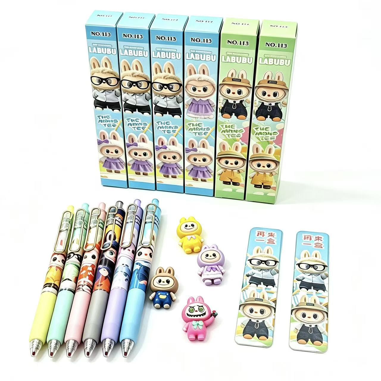 Cute pet blind box gel pen 22+2 cute Kuromi Anton pen student brush pen Lab rabbit quick-drying water pen blind box