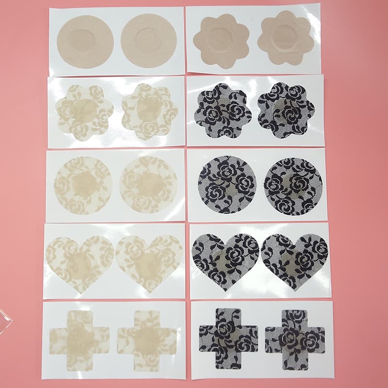 Nipple covers, invisible nipple covers, non-disposable lace fabric nipple covers, swimsuit fabric nipple covers, nipple cover manufacturers.