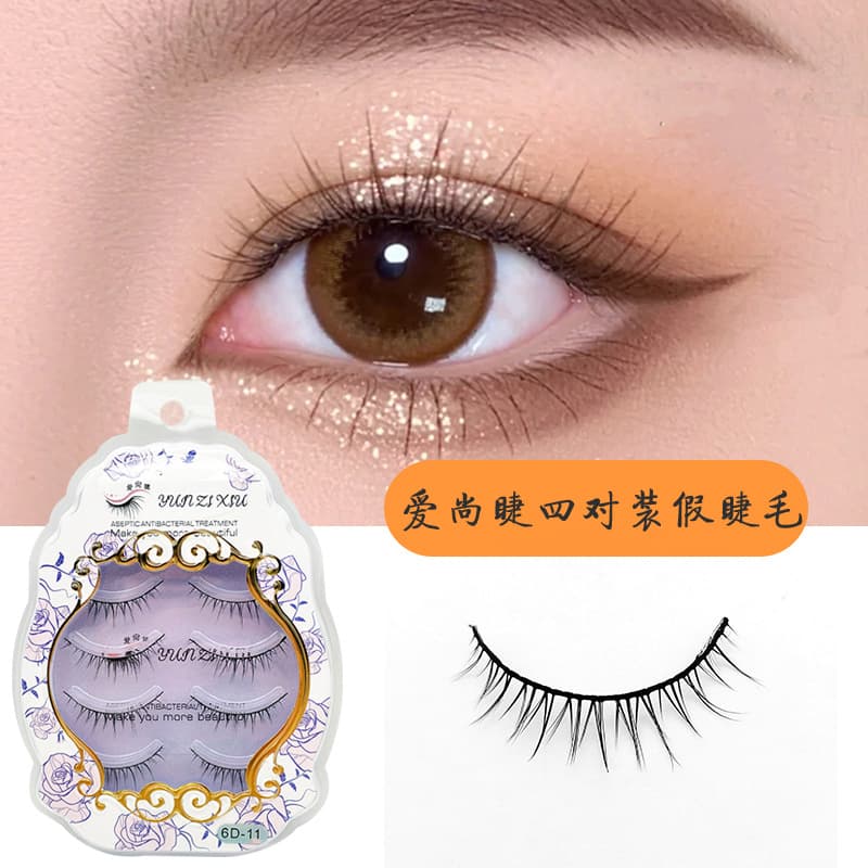 Korean Style Natural False Eyelashes, 4 Pairs, Soft Big Eye Fairy Lashes, 6D-11