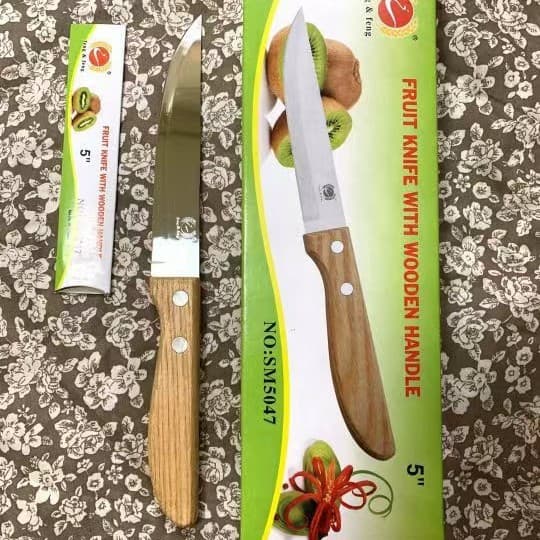 Yangjiang Feng & Feng Knife 5047 Ash Wood Handle Fruit Knife 3Cr13 Stainless Steel Kitchen