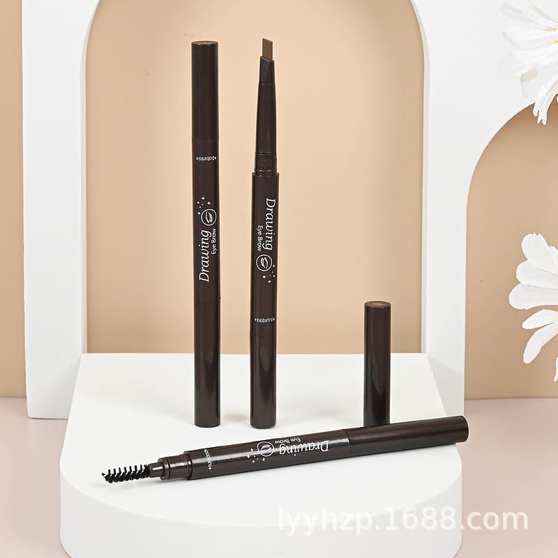 Bobenny Cross-Border English Version Double-Ended Auto-Rotating Eyebrow Pencil Waterproof Sweatproof Non-Smudging Fine Triangle Brow Drawing Dropshipping