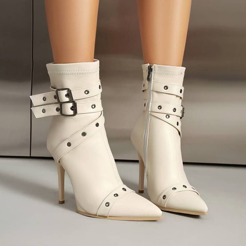 35-41 high-heeled Martin boots for women cross-border large size low-cut Martin boots for women with pointed toe rubber soft soles and anti-slip side zippers