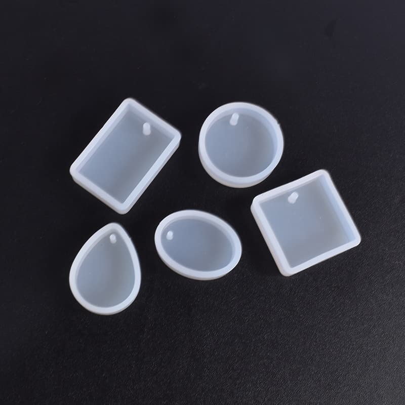 DIY Crystal Resin Mold Mirror Surface with Hole Pendant Square Round Drop Oval Rectangle Pendant Silicone Mold