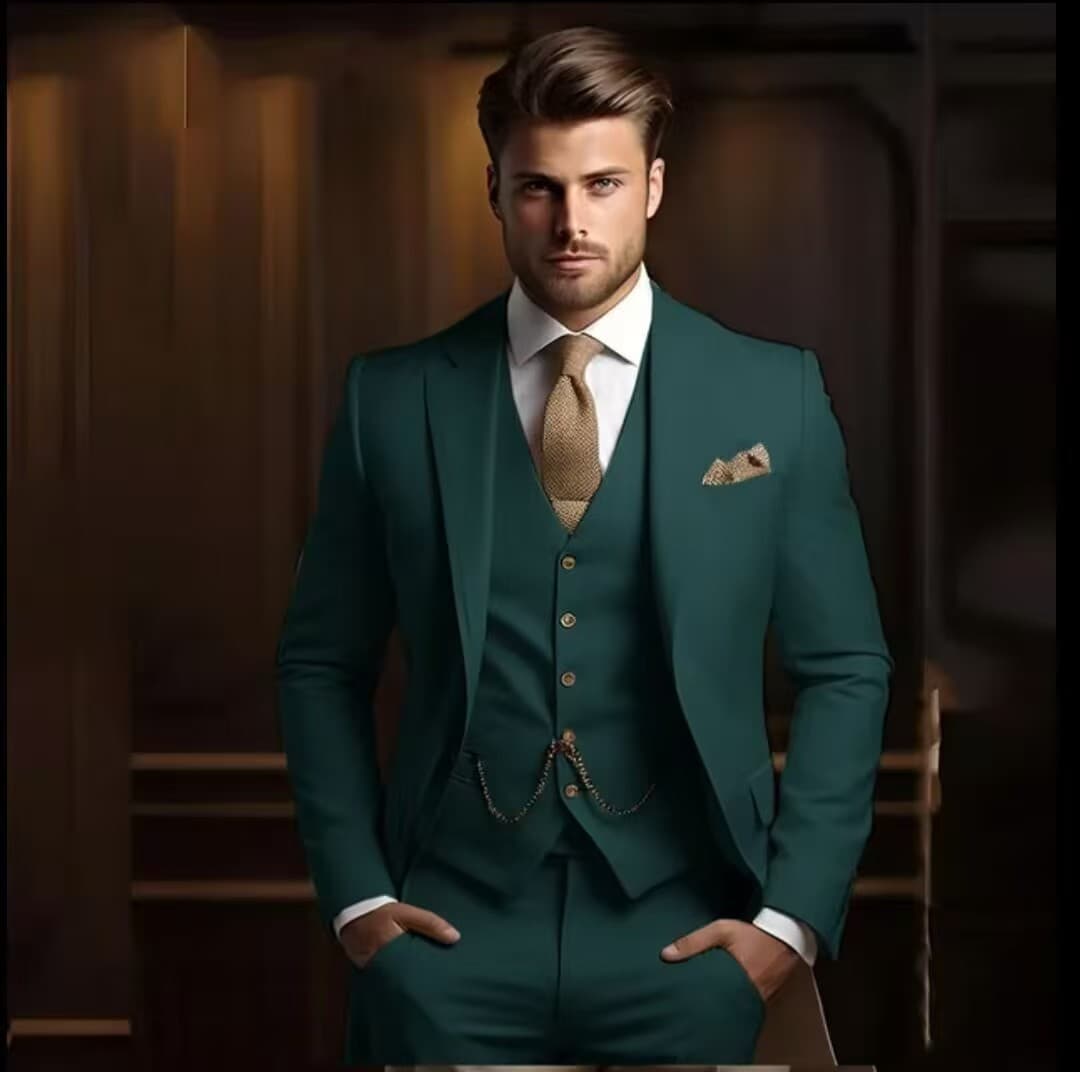 2026 New Men's Groom Suit Three-Piece Set Amazon Cross-Border Wedding Slim Fashion Suit Set for Men