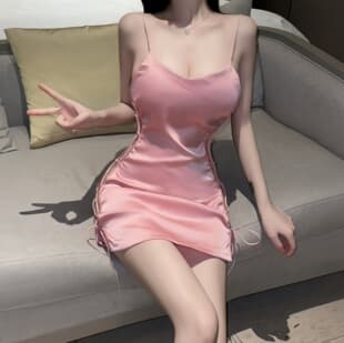 Yemengmei Lingerie Sexy Bodycon Dress, Nightclub Internet Celebrity Women's Sleepwear, Sexy Straps Sleep Dress for Spring and Autumn