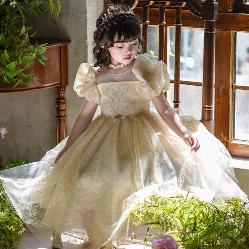 The most popular children's wedding dress from the source, flower girl, fluffy gauze catwalk, host performance, piano skirt, girl's dress, princess skirt