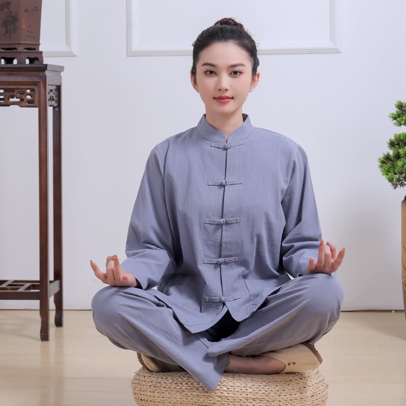 Four Seasons Monk Robe Zen Meditation Suit Bigu Health Clothing Cotton Linen Pure Cotton Set Chinese Buddhist Zen Tai Chi Suit