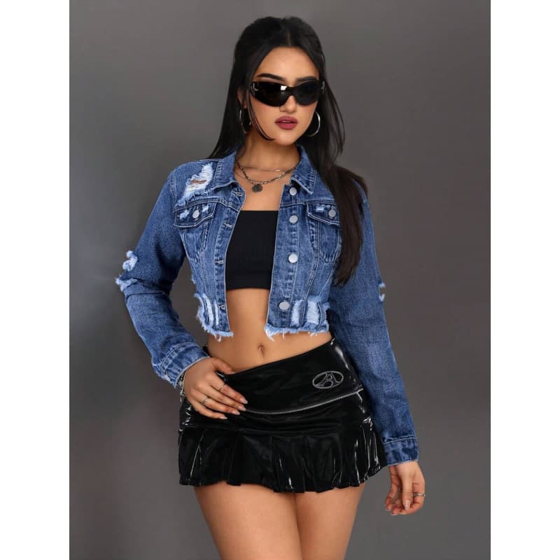 New Export Style Cross-border Denim Short Jacket Casual Fashion Daily Versatile