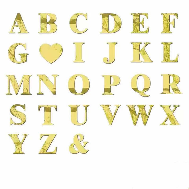 3D Acrylic Creative DIY 26 English Uppercase Letters Silver Gold Mirror Wall Sticker