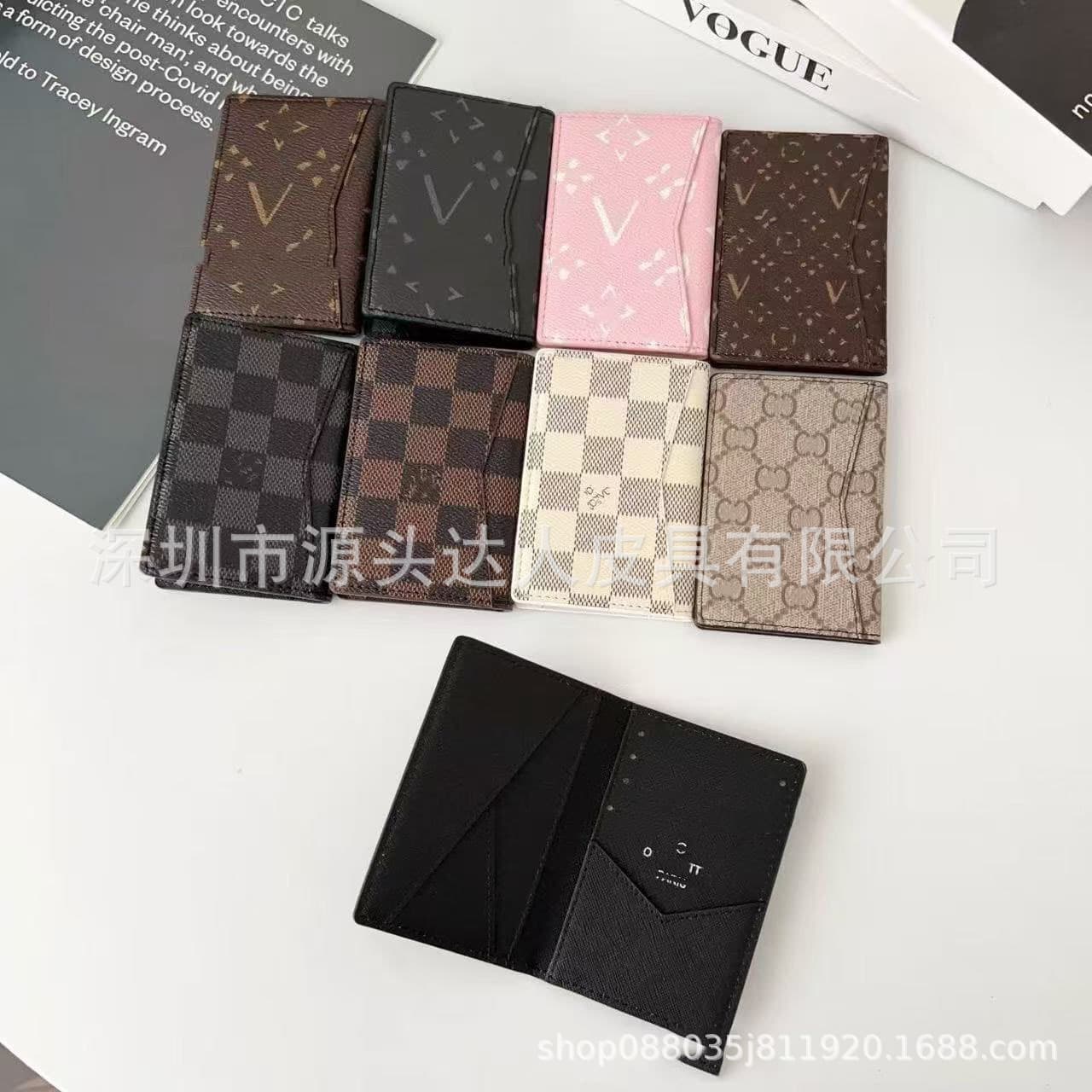 L Brand Classic Monogram Card Holder Mini Card Case Wallet with Card Slots and Inner Compartments