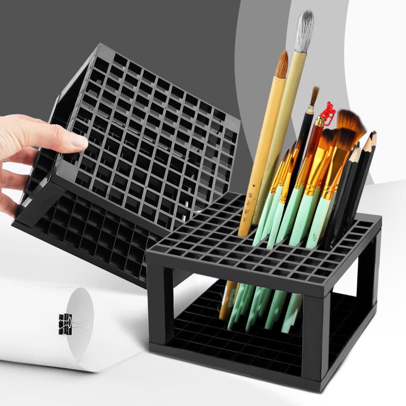 Brush storage pen holder square 96 grid plastic pen holder gouache watercolor art pen holder portable removable pen holder
