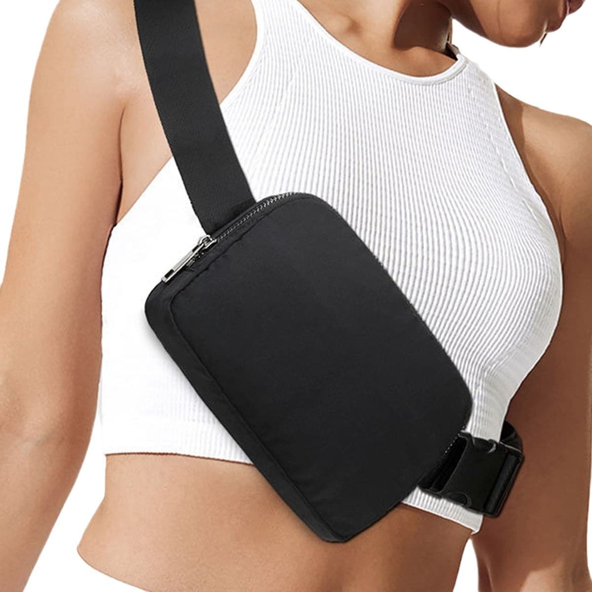 Cross-border Lulu Same Style Polyester Waist Bag Waterproof Chest Bag Outdoor Running Phone Bag Crossbody Bag for Men and Women Versatile