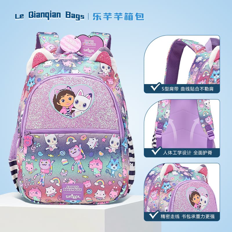 Australian Smiggle ultra-light schoolbag for primary school girls, good-looking, anti-shoulder, versatile, princess-style school bag for primary school students