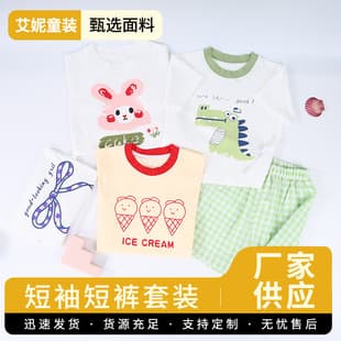 2025 New Summer Short Sleeve T-Shirt and Shorts Set, Unisex Children's Casual Set, Animal Cartoon Pattern Vest and Shorts