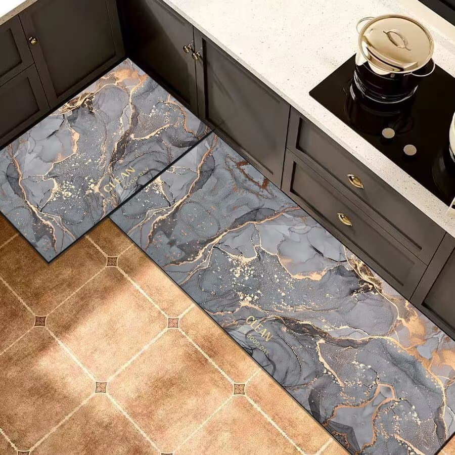 Cross-border kitchen floor mats, non-slip, oil-proof, water-absorbent door mats, stain-resistant floor mats, waterproof household no-wash wipeable carpets