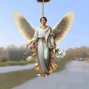 New Cross-Border Acrylic Flat Angel Pendant Car Rearview Mirror Decoration Hanging Ornament Home Holiday Gift