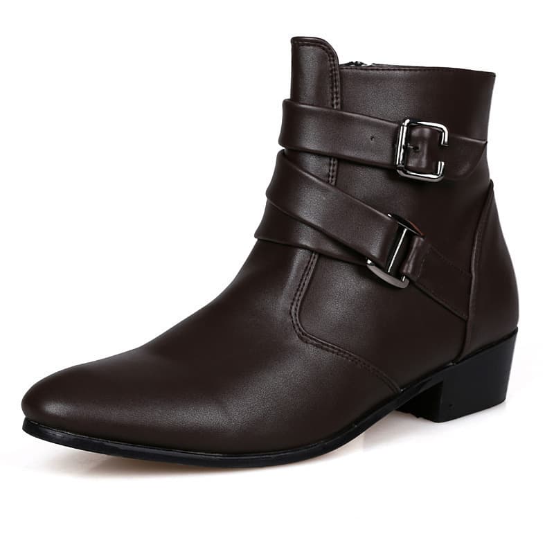 Large Size Men's Korean Fashion Trendy High-Top Boots Leather Shoes for Men