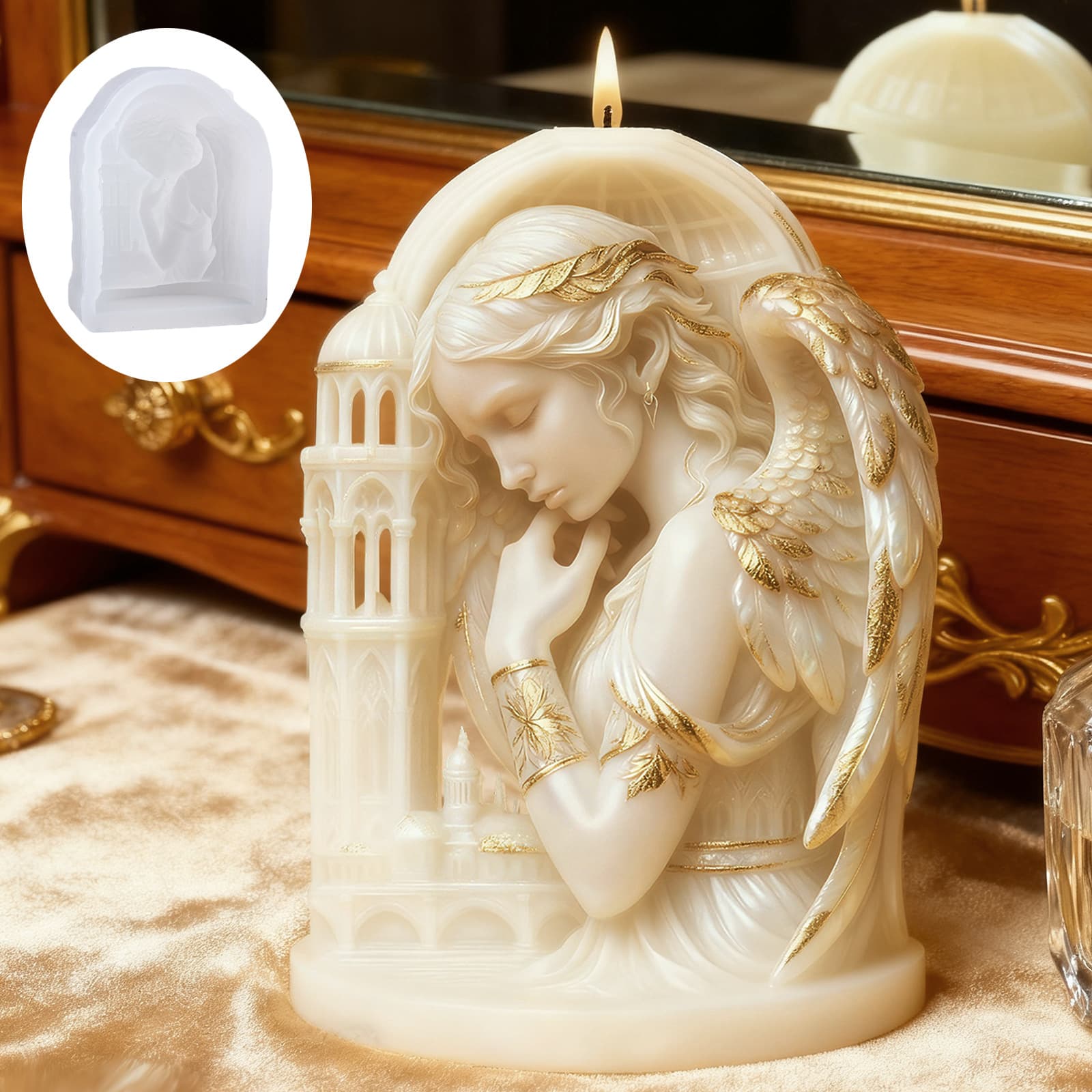 Sanxin Angel Castle Aromatherapy Candle Silicone Mold DIY Creative Angel Doll Scented Stone Ornament Silicone Mold