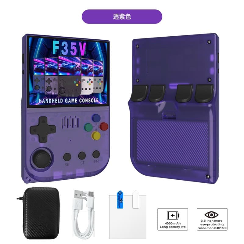 F35V Open Source Handheld Game Console 3.5-inch HD Large Screen Retro Nostalgic PS1 Emulator Game Console God of War