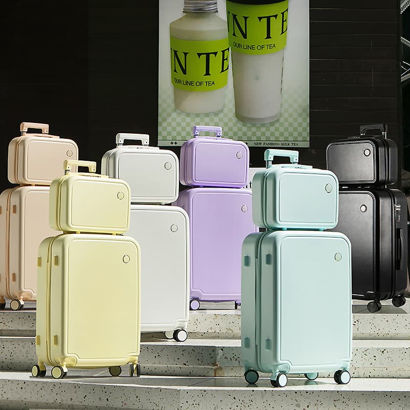 Solid Color Large Suitcase, 14-Inch Japanese Internet Celebrity Macaron Color, Wear-Resistant and Durable, Casual Vacation Carry-On Luggage