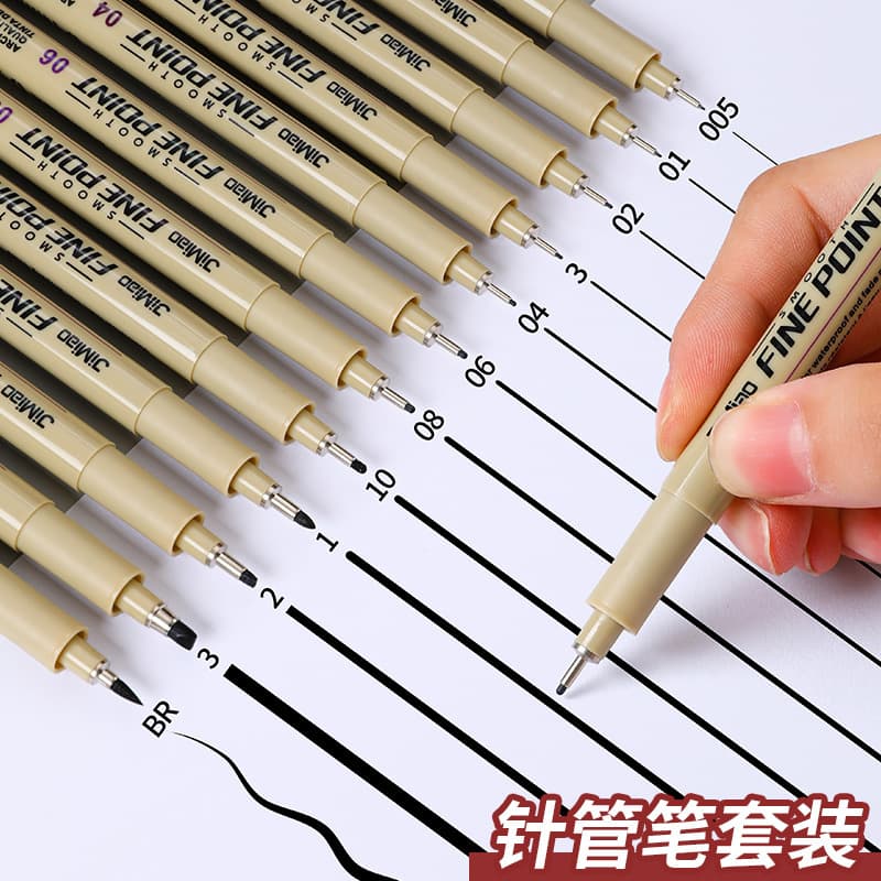 Needle pen, 12-line drawing pen, waterproof art and architectural drawing pen, popular stroke soft-head needle hooking pen