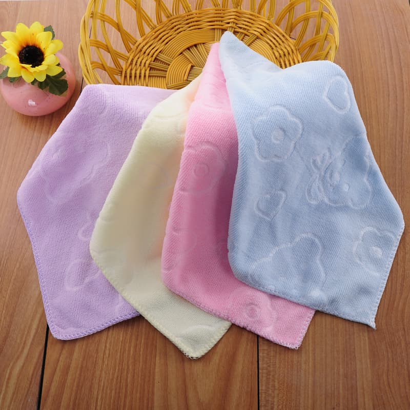 30cm*30cm Microfiber Small Towel Kindergarten Cartoon Square Towel with Hanging Rope Custom Children's Towel