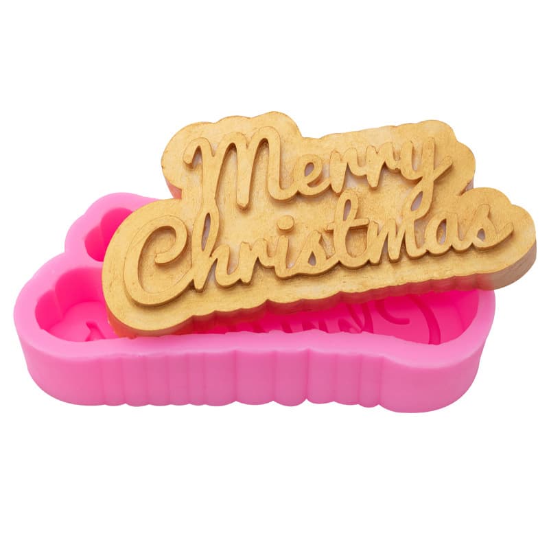 Merry Christmas Greeting Insert Silicone Mold for Handmade Soap and Scented Candle