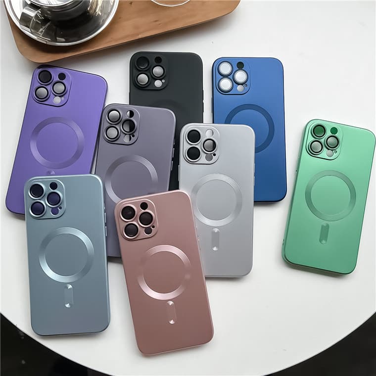 Magnetic Phone Case with Metallic Finish for iPhone 18, Full Coverage CD Texture Case for Apple 17, Shockproof Soft Case with Lens Protection for 16, 15