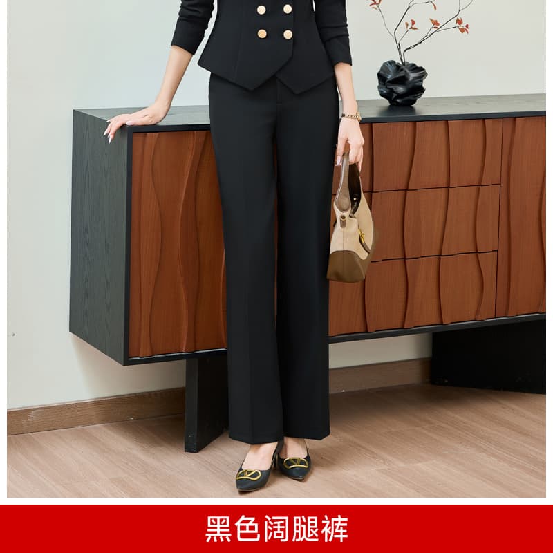 Wine Red Short Blazer and Wide-Leg Pants Set, Designer Host Formal Occasion Professional Suit