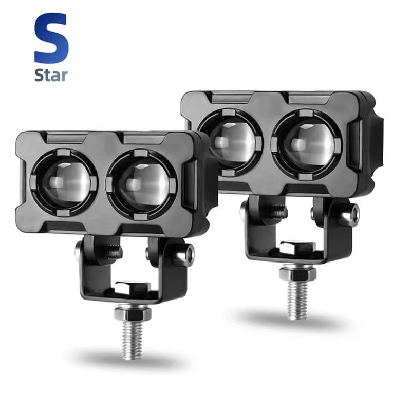 Cross-border motorcycle LED headlight 12-80V headlight two-color high brightness far and near modified external minion spotlight