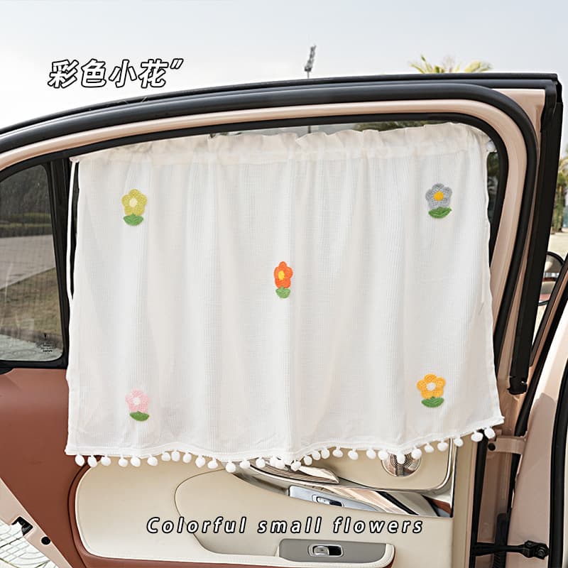 Blue Rain Car Curtain Waffle Pattern Creative Car Sunshade Side Curtain Cartoon Children's Sun Protection Heat Insulation Car Curtain