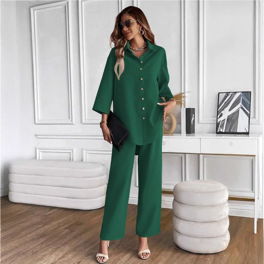 European and American Trend Cross-border Spring Style Chic Plus Size Women's Solid Color Cardigan Two-Piece Casual Set in Apricot