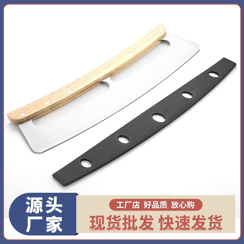 Amazon Best Selling Half Moon Full Handle Half Handle Pizza Cutter Long Stainless Steel Half Round Bread Shaker Toast Knife