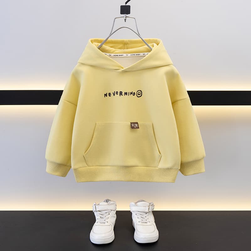 Boys Long Sleeve Spring Autumn Hoodie 2026 New Children Stylish Loose Hooded Sweatshirt Baby Fall Trendy Top
