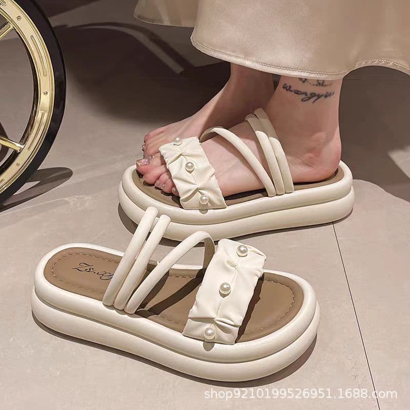 Women's Sandals 2026 New Summer Style Thick-Soled Versatile Slippers French Casual Fashion Soft-Soled Two-Way Sandals