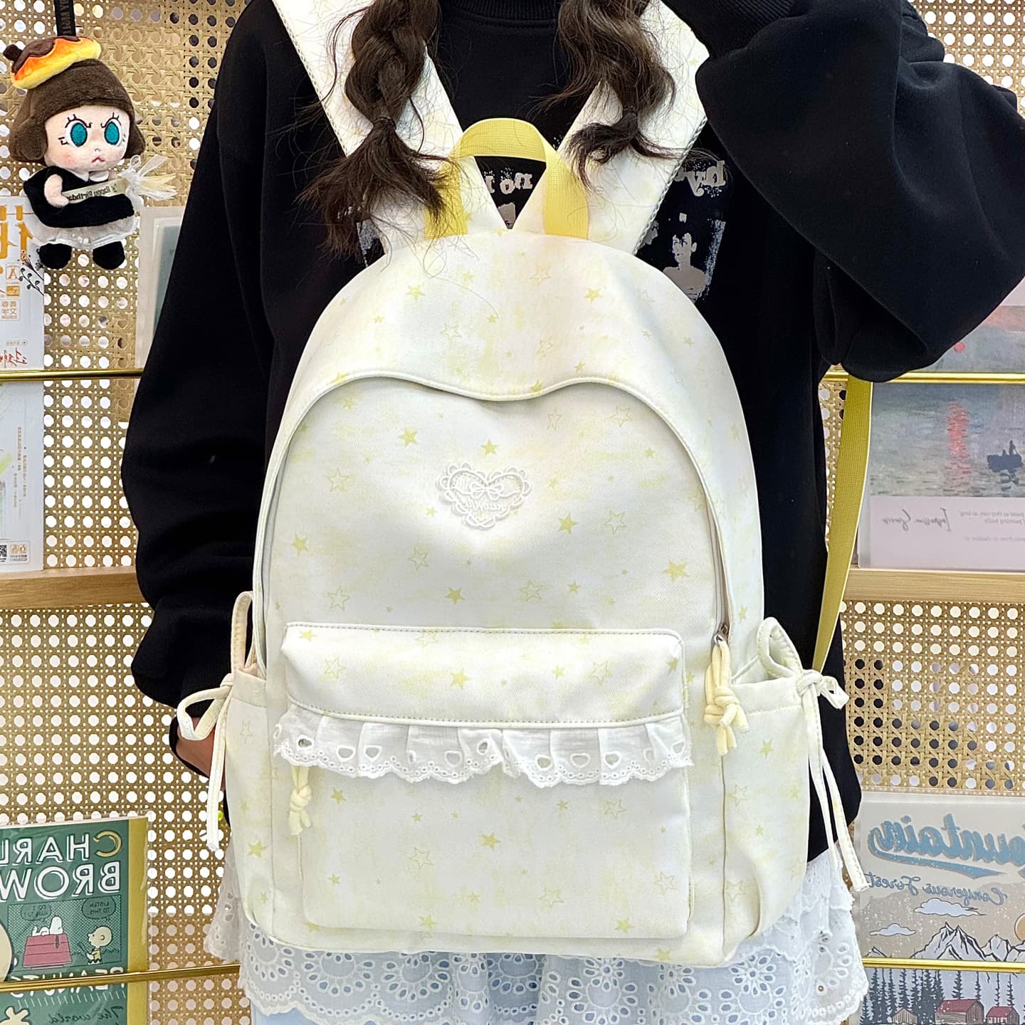New school bag female Korean version ins literary fresh style junior high school student backpack large capacity casual backpack