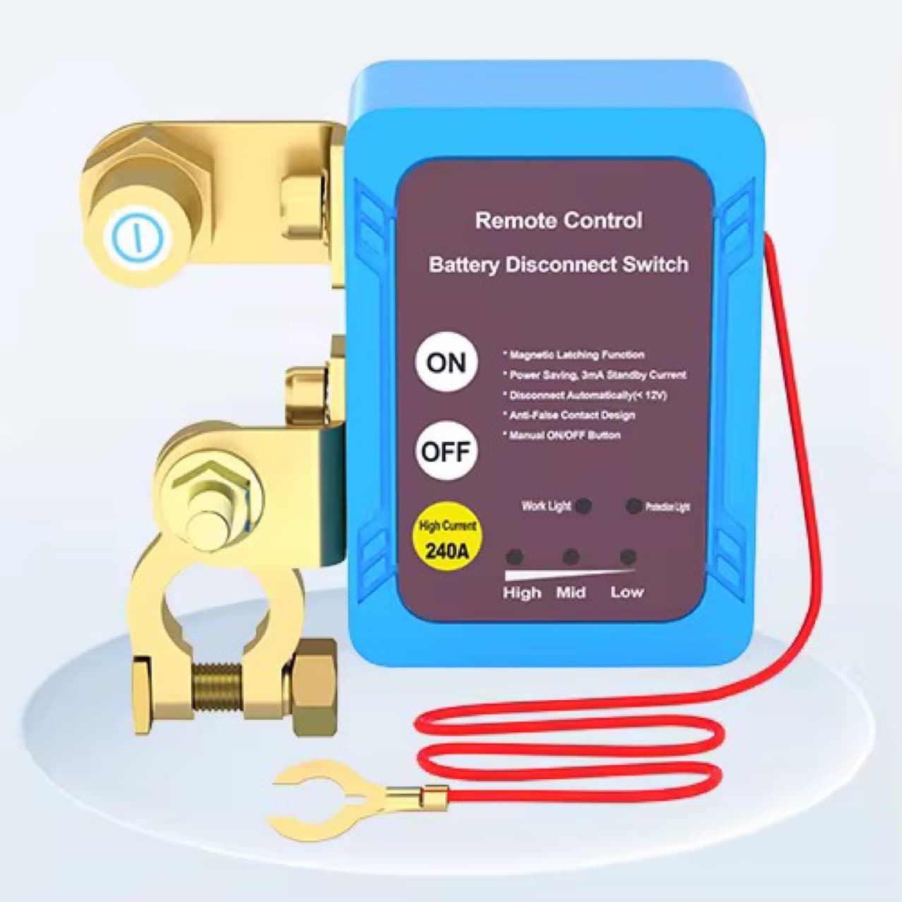 12V/24V Car Battery Negative Terminal Breaker with Undercurrent and Leakage Protection, Remote/Manual Integrated Intelligent Breaker