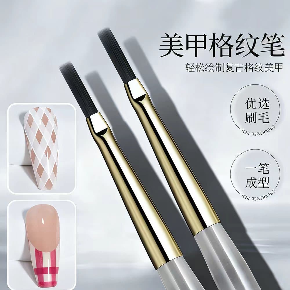 Cross-Border Plaid Nail Art Pen, Line Drawing Plaid Pen with Fine Brush Head, Professional Painting Pen for Nail Salons, Vintage Plaid Nail Art Pen