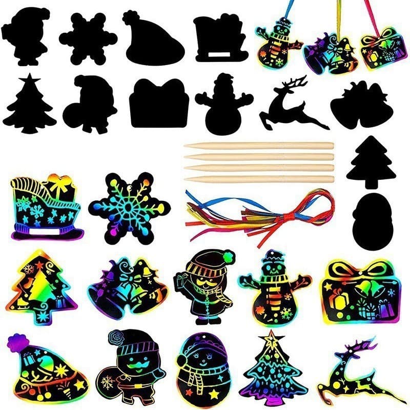 Trendy educational rainbow doodle scratch paper, shaped scratch art for hands-on fun, available in stock