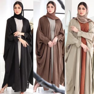 ST003 Cross-border New Batwing Sleeve Casual Loose Long Dress Cardigan Factory Wholesale In Stock Plus Size Women's Clothing