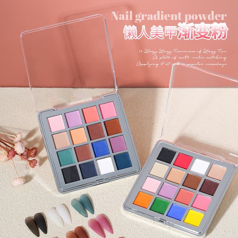 Nail Art New Lazy Manicure Gradient Powder 16 Color Set Aurora Pink Fairy Powder Gradient Powder Nail Art Glitter Powder