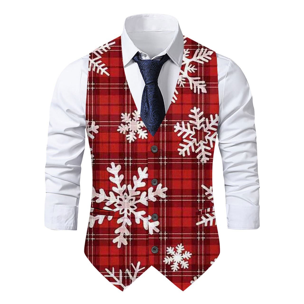 2023 men's Christmas random print suit vest, European and American style party gentleman's slim-fit trendy vest