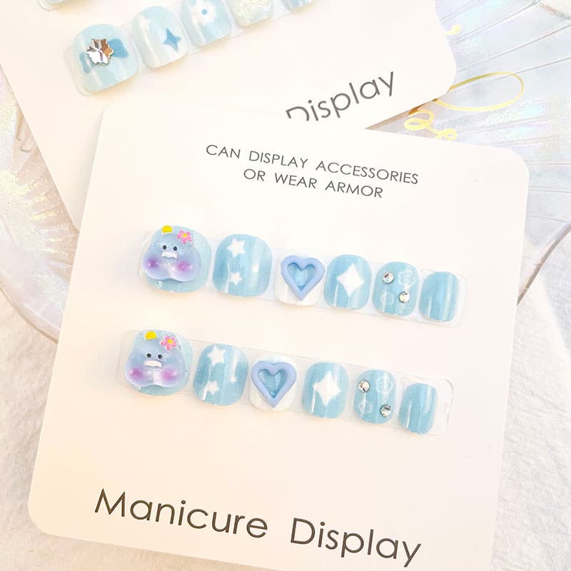 Children's wear nails, special nail patches for girls, Internet celebrity, big children and girls' manicure, short style dot diamond nail patches wholesale
