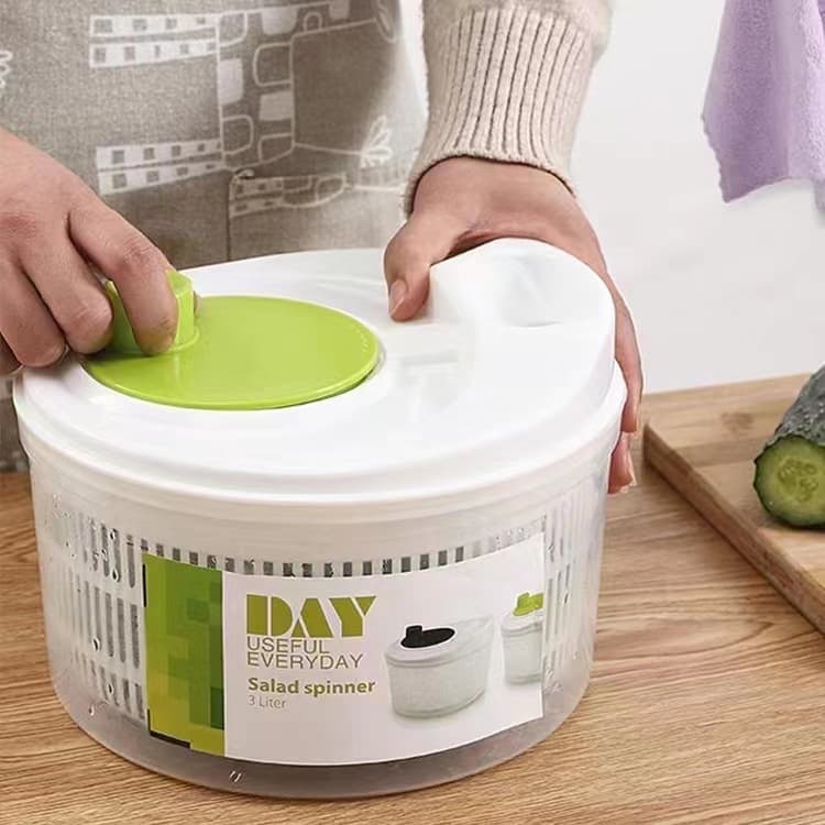 Home Vegetable Salad Spinner, Kitchen Hand-Cranked Spin Dryer, Double-Layer Draining Vegetable Washing Bowl, Fruit and Vegetable Spin Dryer