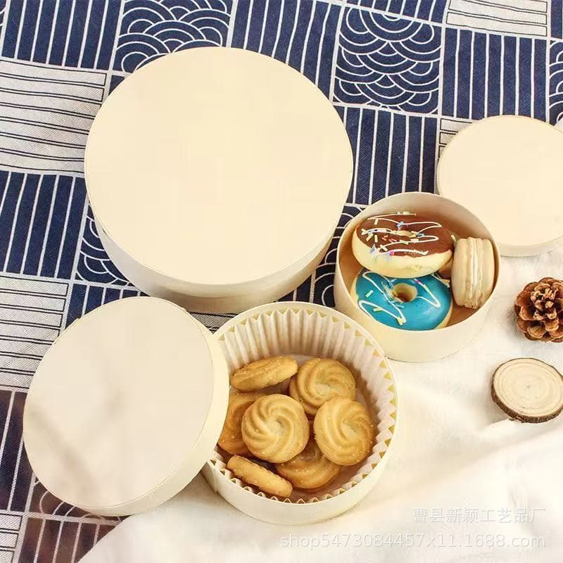 Round Bark Box for Tea Cakes, Candy Packaging, Jewelry Storage with Lid, Gift Organizer for Home
