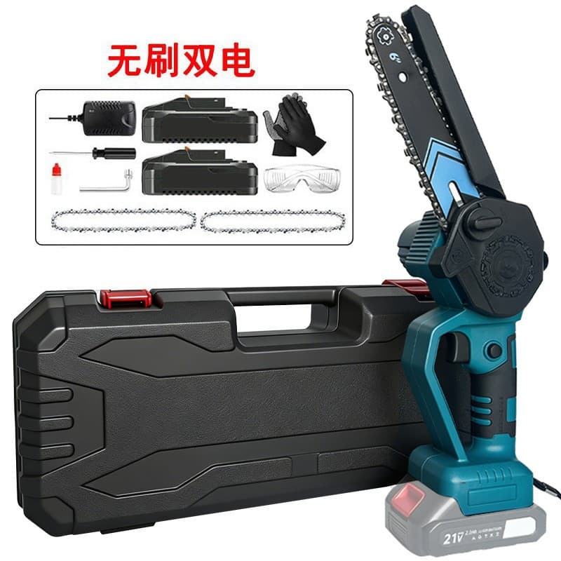 Cross-border 6-inch Lithium Battery Chainsaw Rechargeable Hand Saw Household Chain Saw Logging Mini Handheld Electric Woodworking Tool