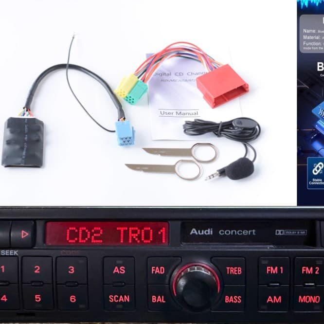 Suitable for Volkswagen Passat B5/Polo/Bora/Golf Beetle Audi A6/A4 Bluetooth music disc box